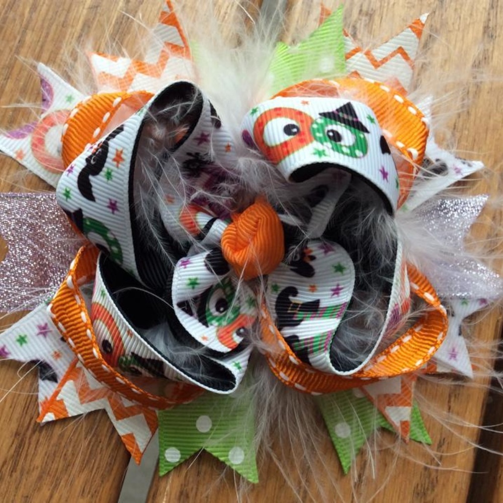 NEW Halloween BOO Boutique Stacked Hair Bow